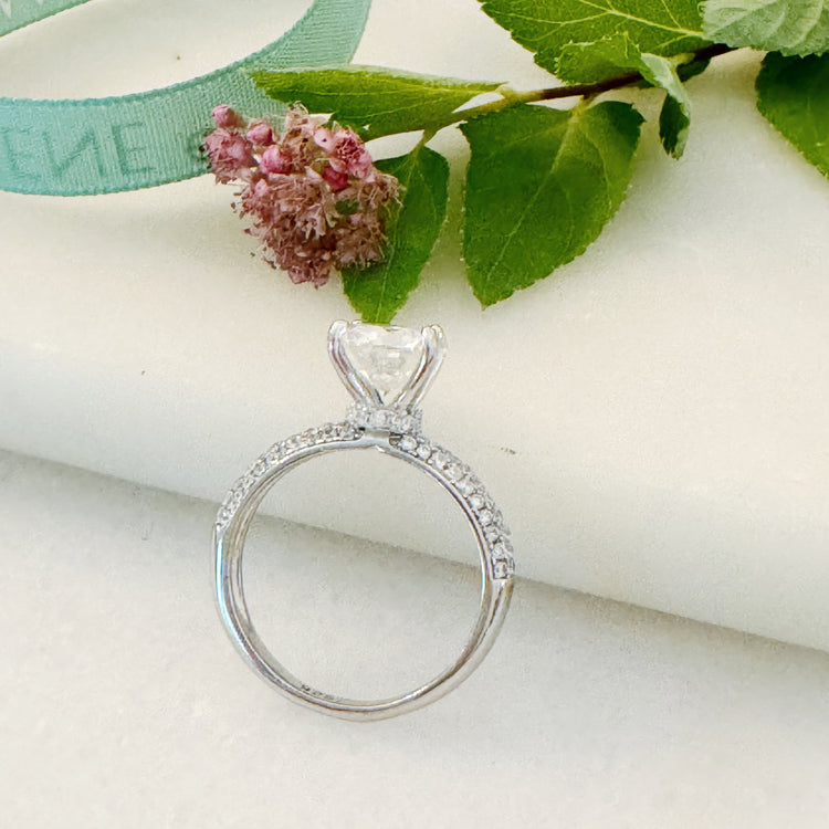 Hidden Halo Round Cut Moissanite Engagement Ring - Image 1