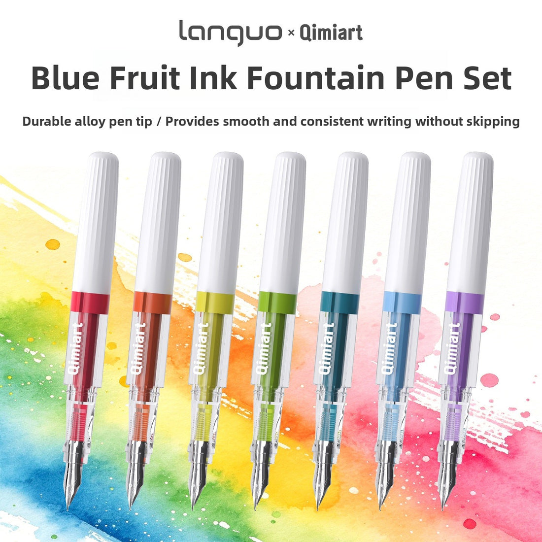 4-Color Fountain Pen Gift Set with EF Fine Nib and 20 Ink Cartridges