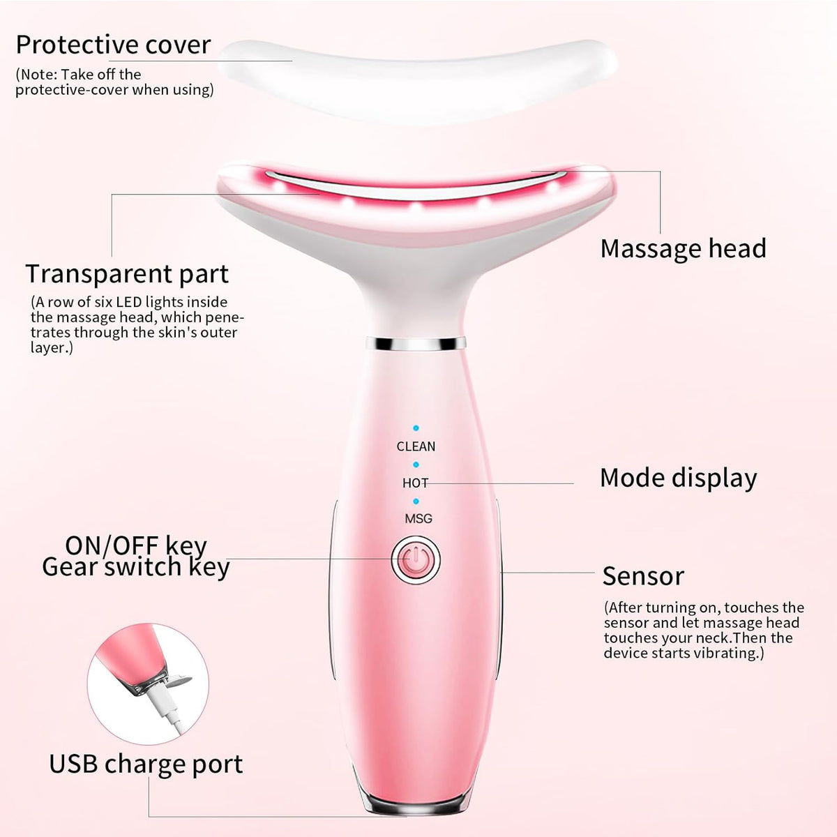 Facial massager being held showing ergonomic grip