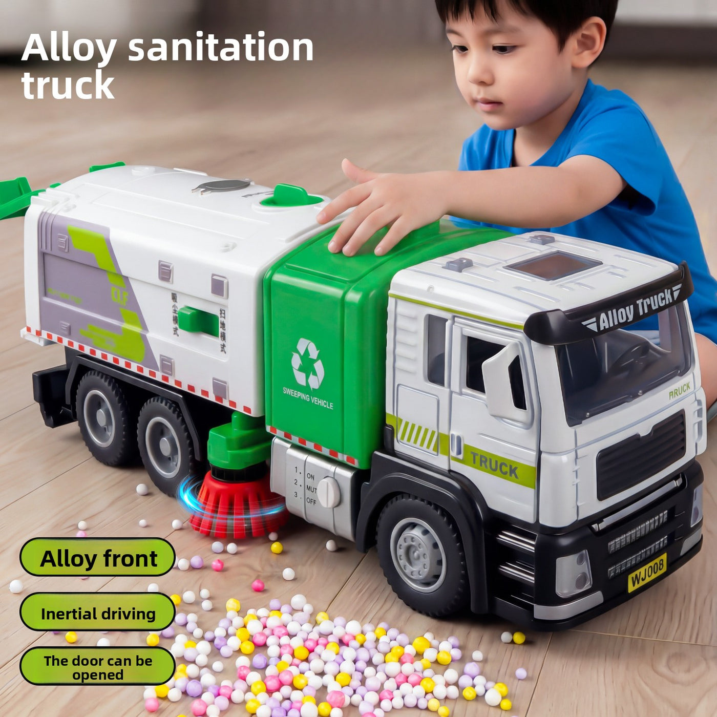 Simulated Alloy Sanitation Garbage Truck Toy