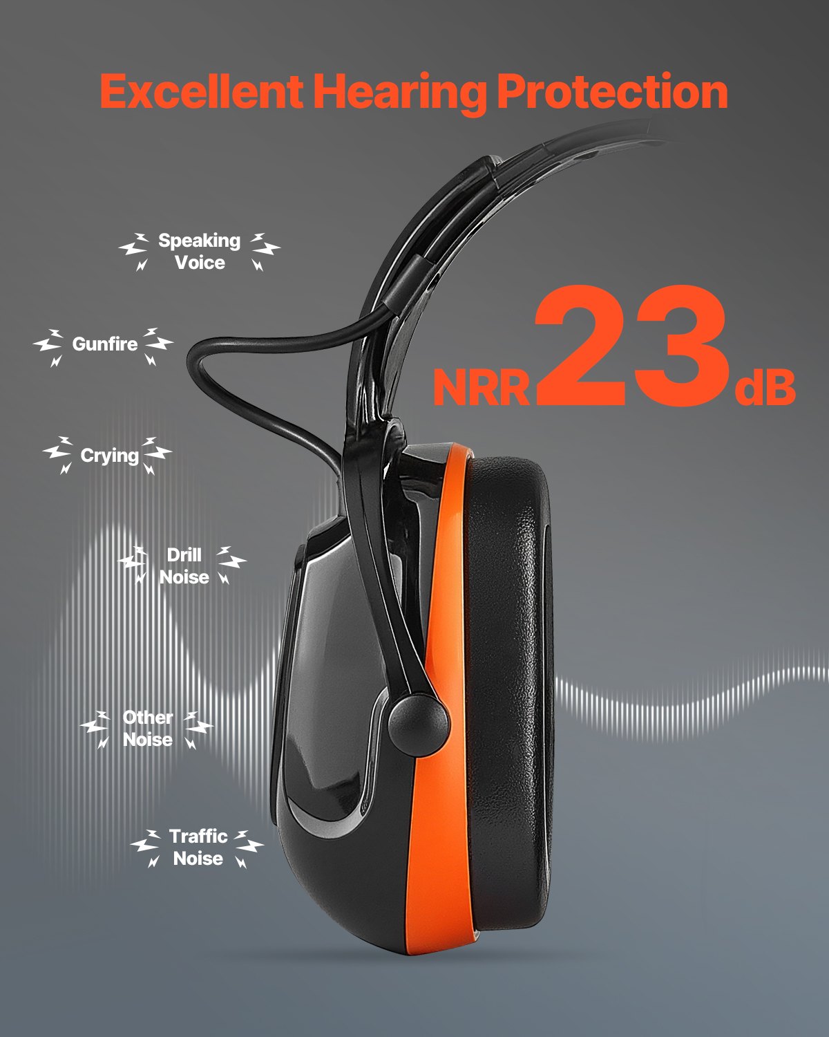 Ear muffs on-ear Bluetooth controls close up