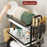 3 tier dish drainer rack cutlery holder detail