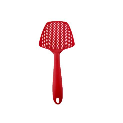 Slotted strainer spatula scooping food