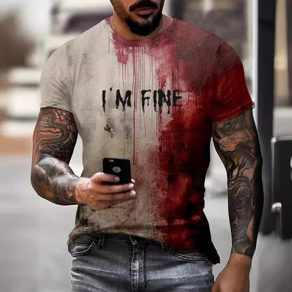 Mens 3D Digital Print Short Sleeve T Shirt Summer Casual Streetwear