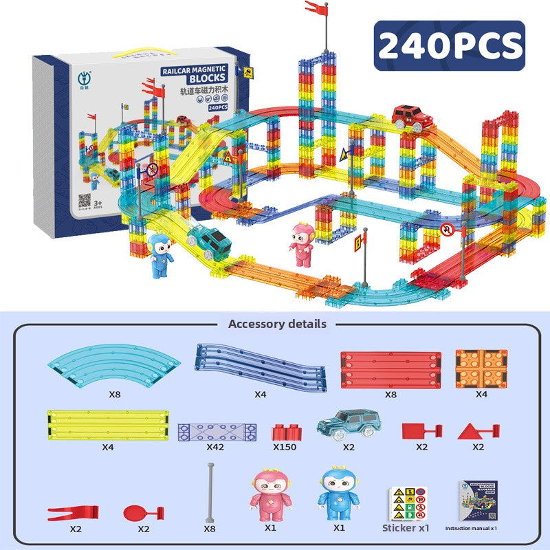 Magnetic Track Building Set with Electric Cars