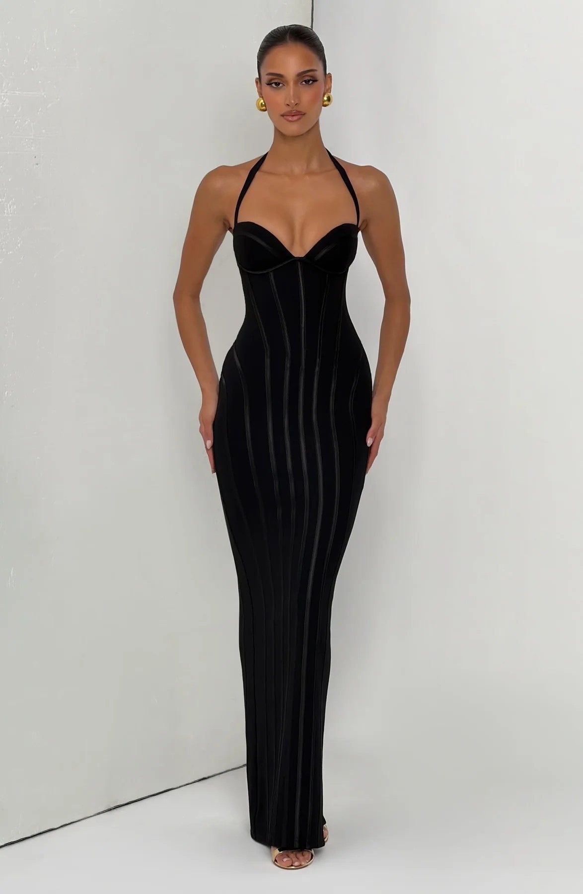 Halter Neck Bodycon Long Evening Dress