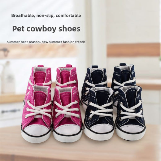 Denim Pet Dog Shoes Anti Slip Comfortable