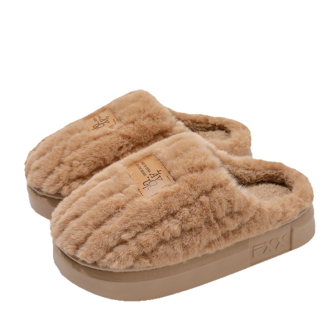 Unisex Plush Fleece Lined Cotton Slippers with Anti-Slip Sole
