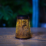 European garden wrought iron hollowed-out solar hanging lights Outdoor