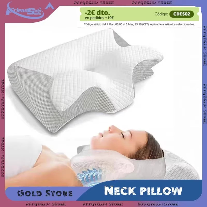 Sleep Memory Pillow Butterfly Memory Foam Neck Pillows Contoured Sleep for Neck Pain Relief Stomach Support Comfortable Pillow