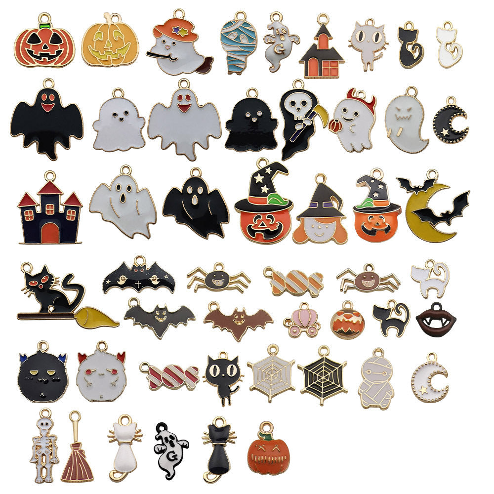 Halloween Alloy Dripping Oil Pendants for DIY Jewelry