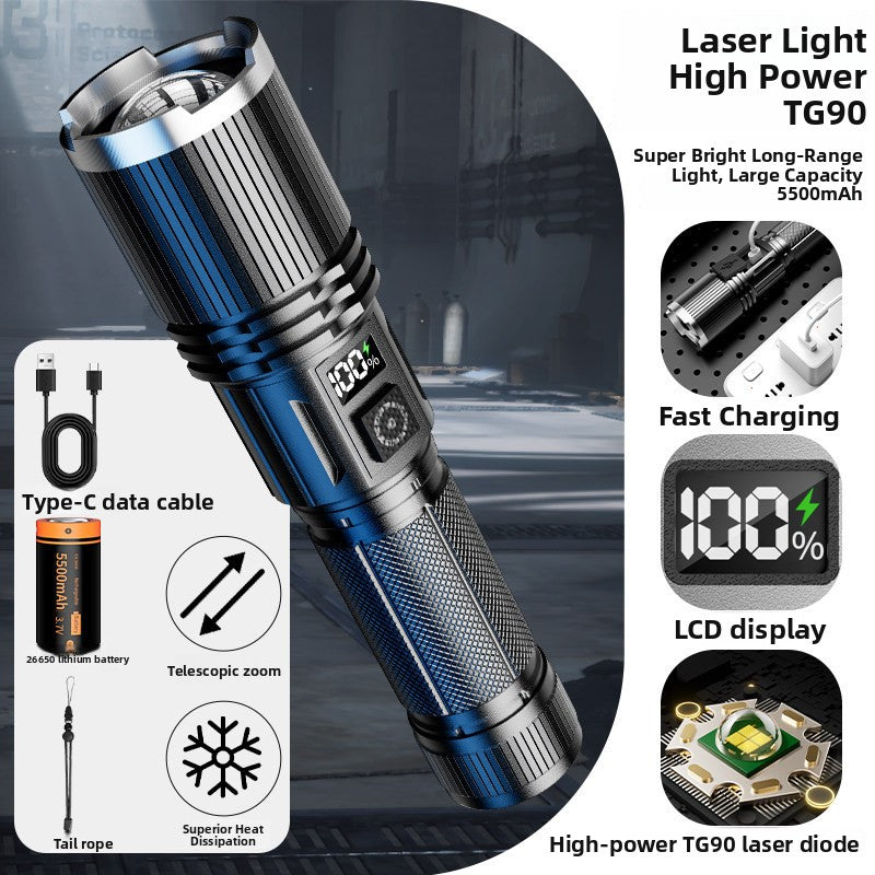 Rechargeable LED Flashlight with LCD Display