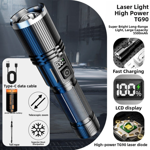 Rechargeable LED Flashlight with LCD Display