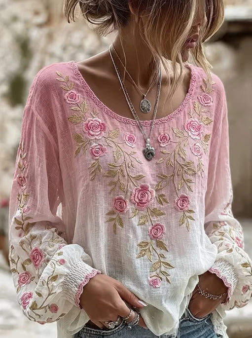 Women's round-neck long-sleeve top
