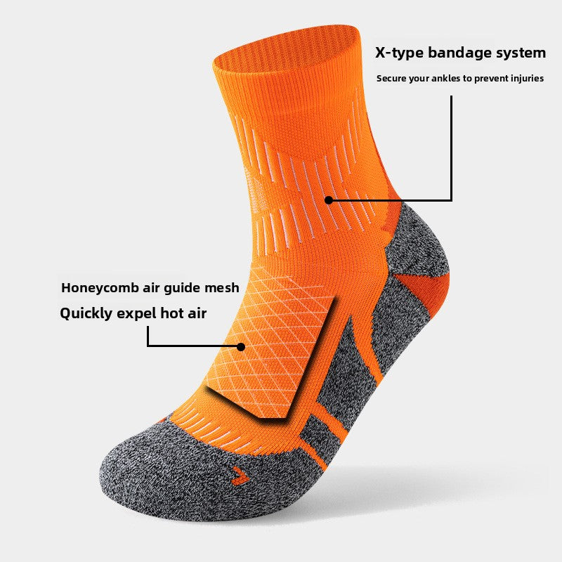 Professional Marathon Running Socks with Anti-Slip Towel Bottom