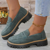 Womens Platform Loafers British Style Casual Shoes