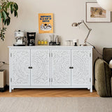 60 Inch White Accent Cabinet Rustic Wood Sideboard