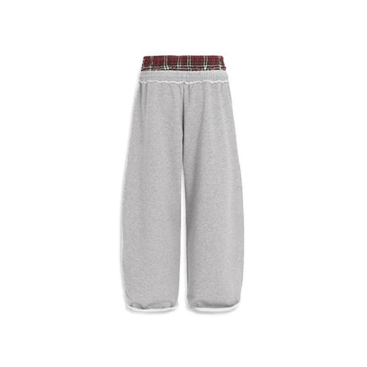 Retro Plaid Embroidered Casual Pants