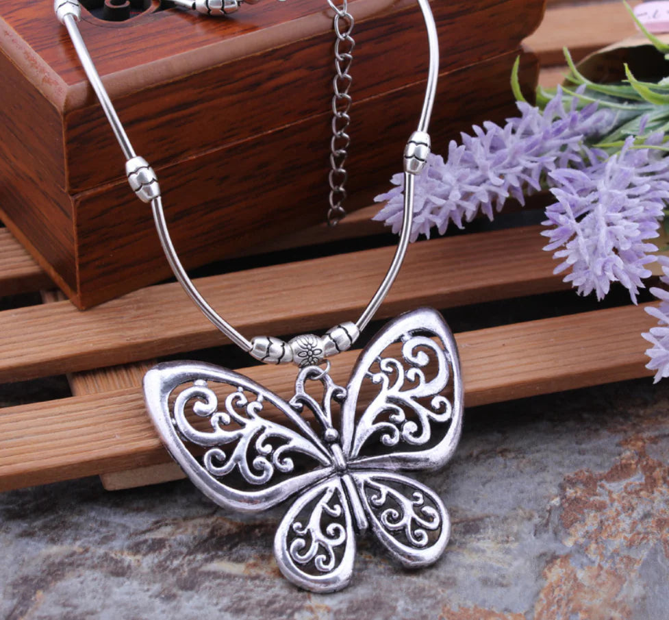 Hollow Butterfly Pendant Necklace — Adjustable Chain - Image 2