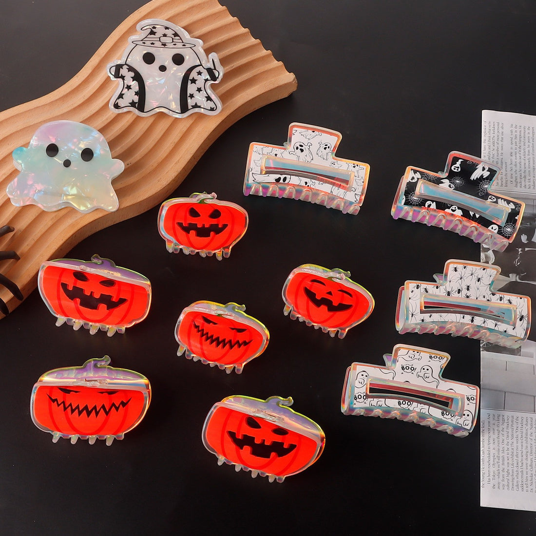 Halloween Pumpkin Ghost Hair Clip