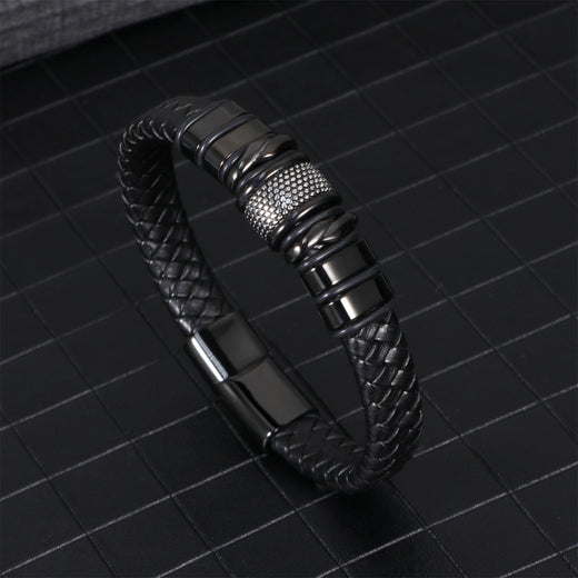 Men's Business Leather Bracelet Simple Stainless Steel Magnetic... product image 2