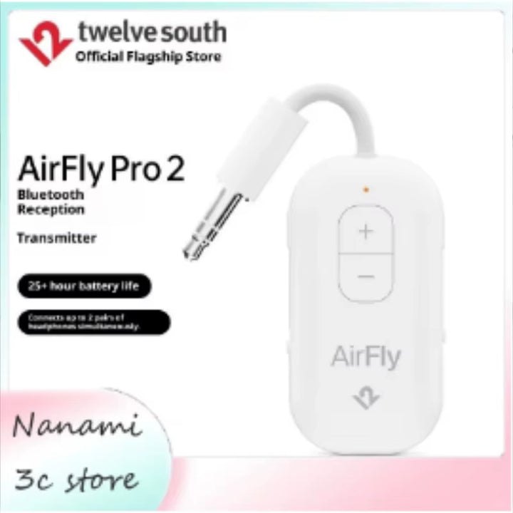 AirFly Pro 2 plugged into airplane seat headphone jack