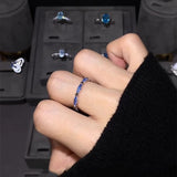 Shining blue small prong-set diamond ring