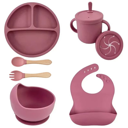 Silicone baby feeding set bib detail