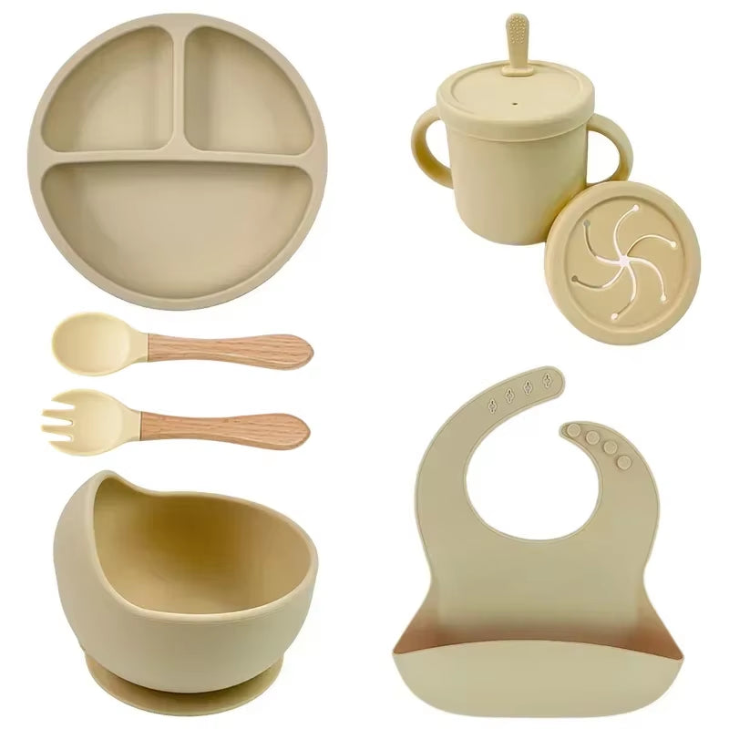 Silicone baby feeding set cup with handles