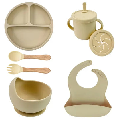 Silicone baby feeding set cup with handles