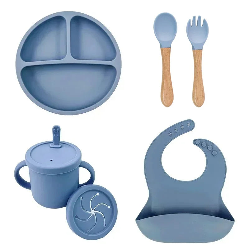 Silicone baby feeding set spoon and fork pair