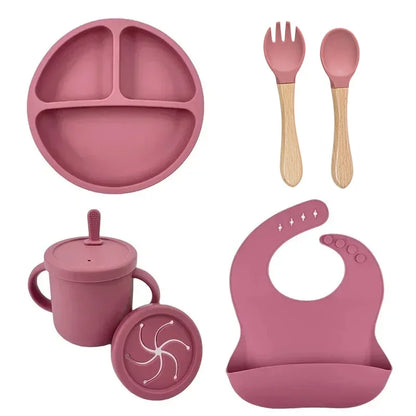 Silicone baby feeding set dishwasher safe pieces