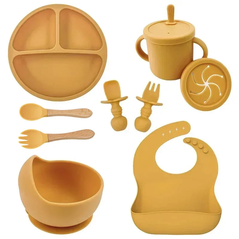 Silicone baby feeding set color comparison