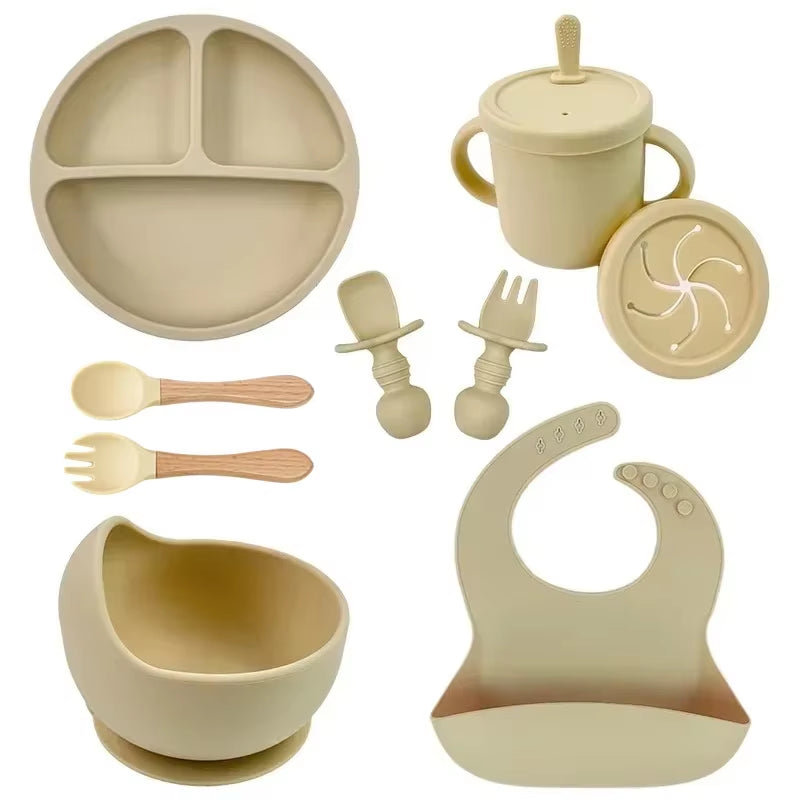 Silicone baby feeding set 7-piece configuration