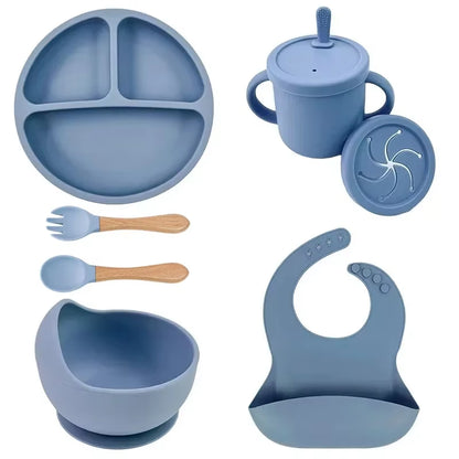 Silicone baby feeding set 9-piece configuration