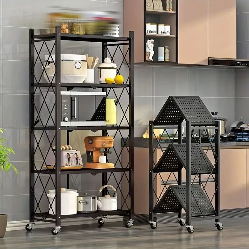 5-tier rolling storage cart with foldable frame