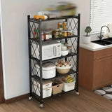 Foldable storage rack assembled with wheels