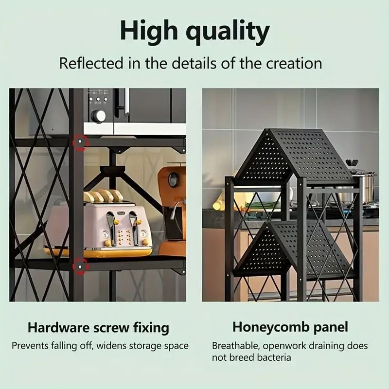 Rolling storage cart side view with five tiers