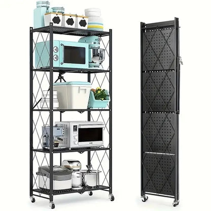 Storage rack folded flat for compact storage