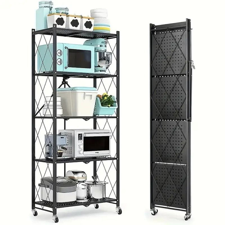 Storage rack folded flat for compact storage