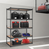 5-tier heavy duty metal shelving unit in black
