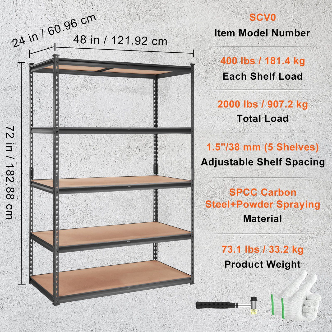 5-tier metal storage shelves in utility room