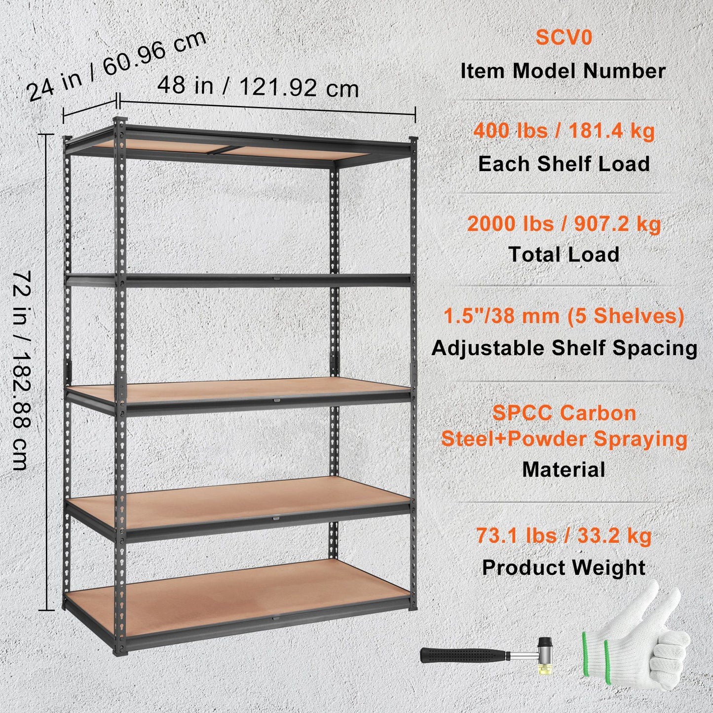 5-tier metal storage shelves in utility room