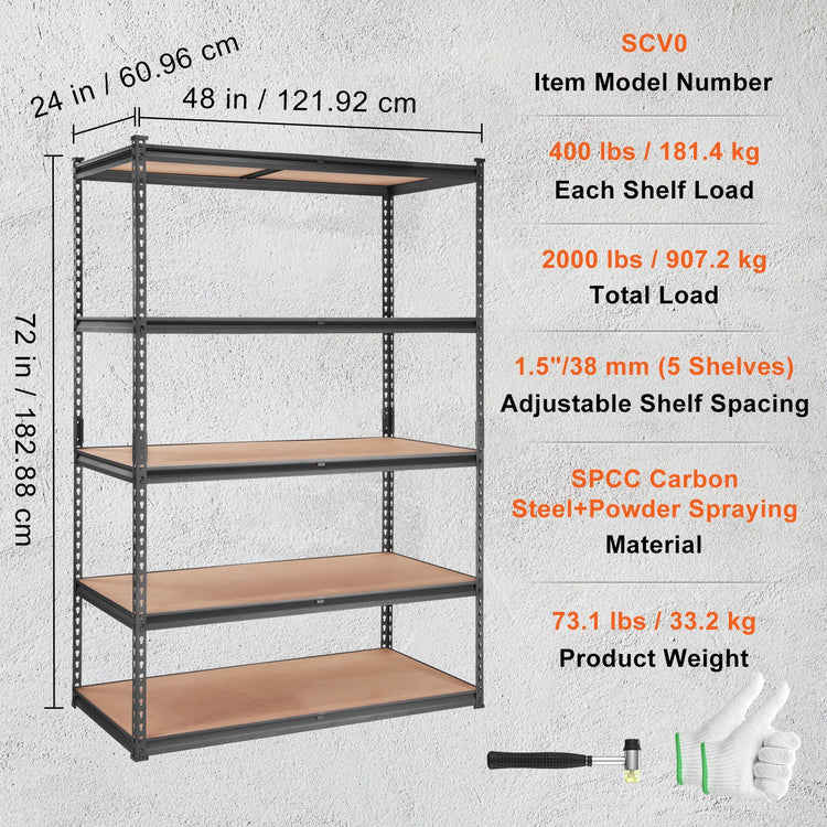 5-tier metal storage shelves in utility room