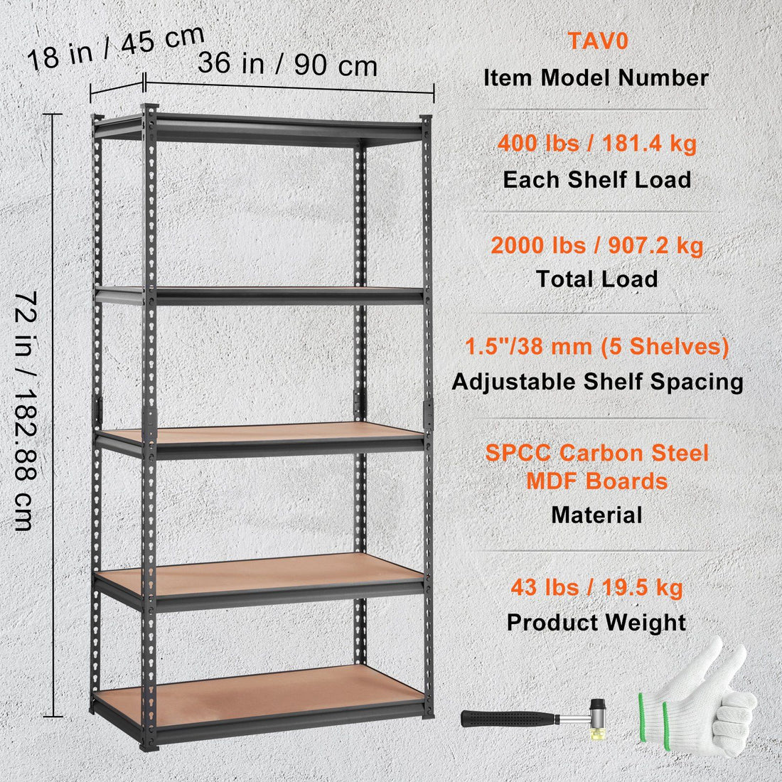 5-tier metal shelves with paint cans and supplies