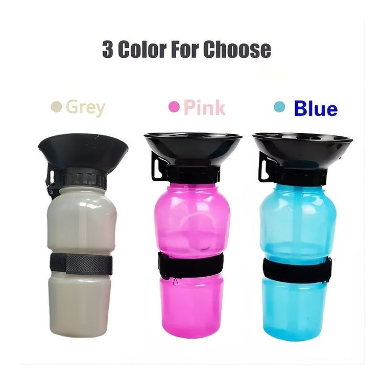 Dog drinking from a 500ml portable water bottle