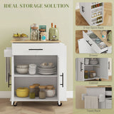 Kitchen island on wheels cabinet storage interior