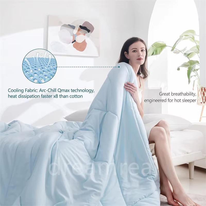 Reversible Cooling Blankets Smooth Air Condition Comforter Lightweight Summer Quilt Washable Double Side Cold Fabric & Cool Skin
