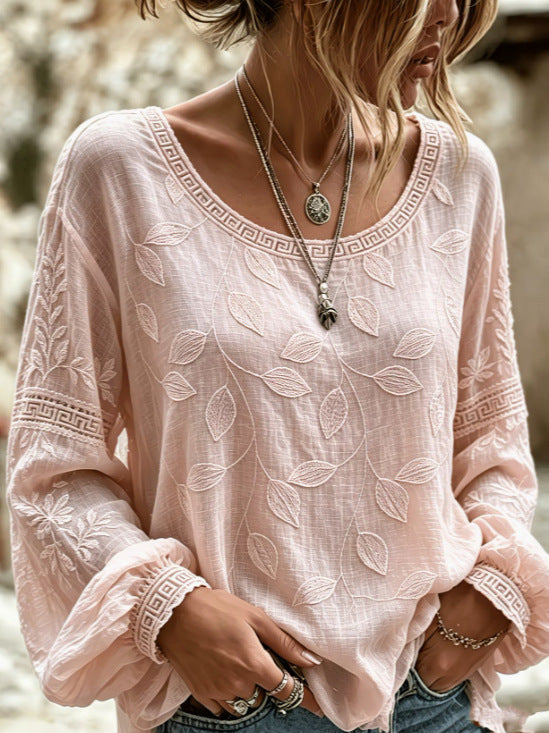 Women's round-neck long-sleeve top
