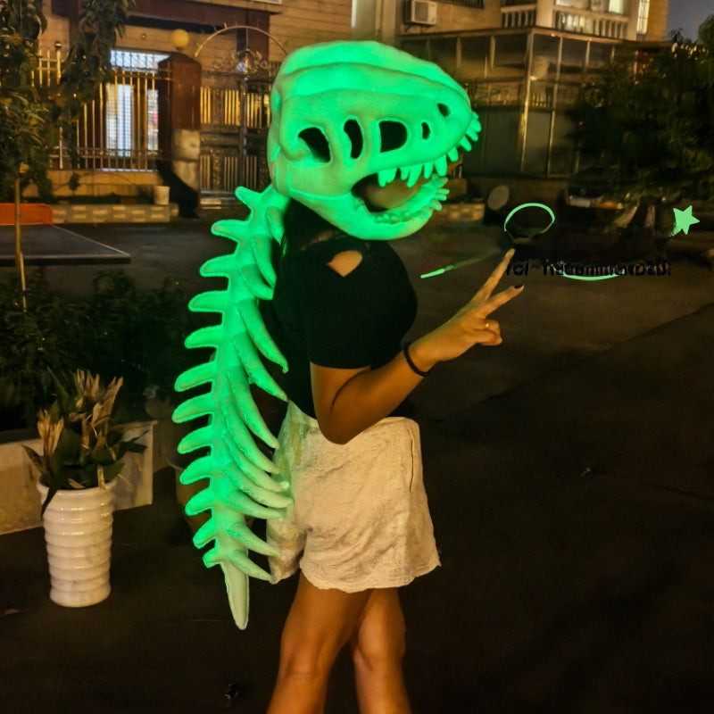 Glowing Dinosaur Skeleton Mask and Hat Set